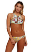 Sexy Vibrant Print Strappy Crop Top 2pcs Bathing Suit